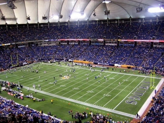 Color image of the interior of the Hubert H. Humphrey Metrodome, 2008. Photograph by Dean Shareski.